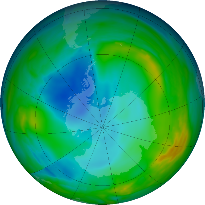 Antarctic ozone map for 18 June 2005